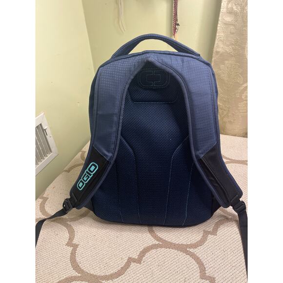 OGIO Tribune Laptop Backpack in navy and aqua trim, MSRP $109 - Picture 2 of 13
